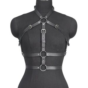 BDSM Bondage PU Leather Body Harness Bra Top (OS) 🔥